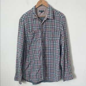 SHORE Pink & Blue Plaid Long Sleeve Button-Up Shirt